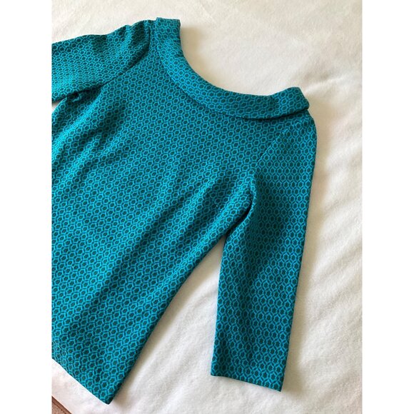 Boden size 6 R Bessie Jacquard Teal Blue top 3/4 sleeve - Picture 3 of 5